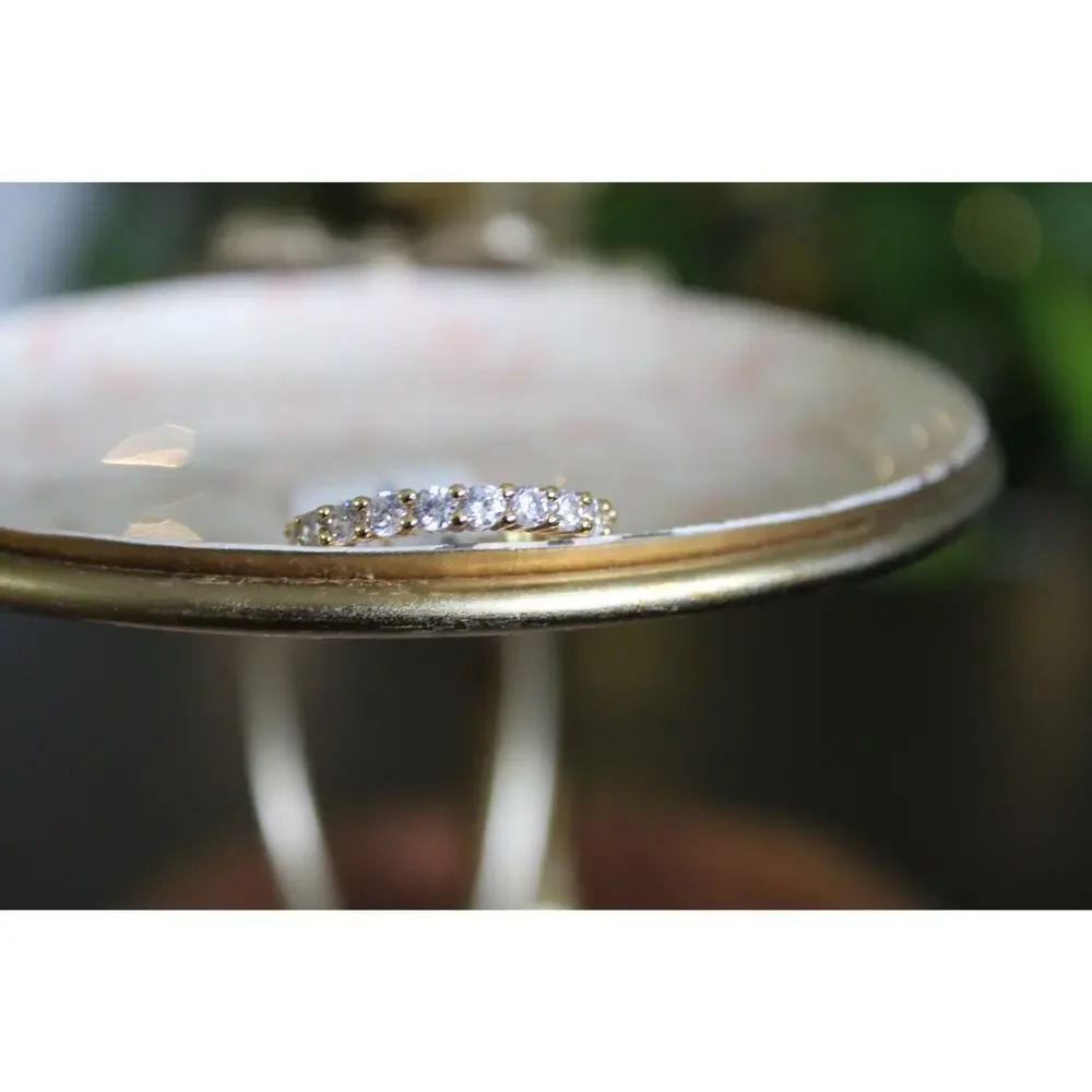 Anthropologie Crystal Eternity Band Ring Size 7 Gold Tone Clear CZ NWT MSRP $80